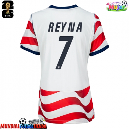 Camiseta Estados Unidos Giovanni Reyna #7 Primera Equipación Replica Mundial 2026 para mujer mangas cortas